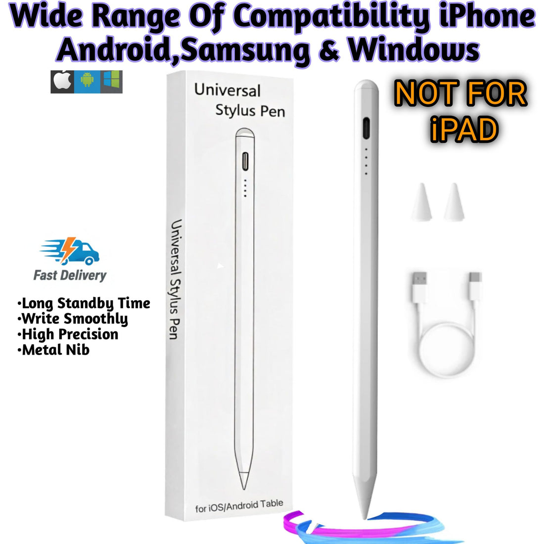 Universal Stylus Pen, High Precision Metal Tip